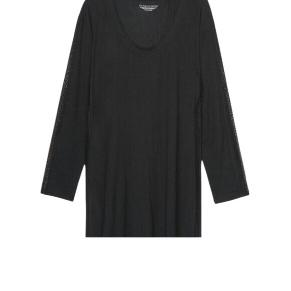 Victoria Secrete Black Longsleeve Nightgown With Lace Detail Size Small - Picture 9 of 16